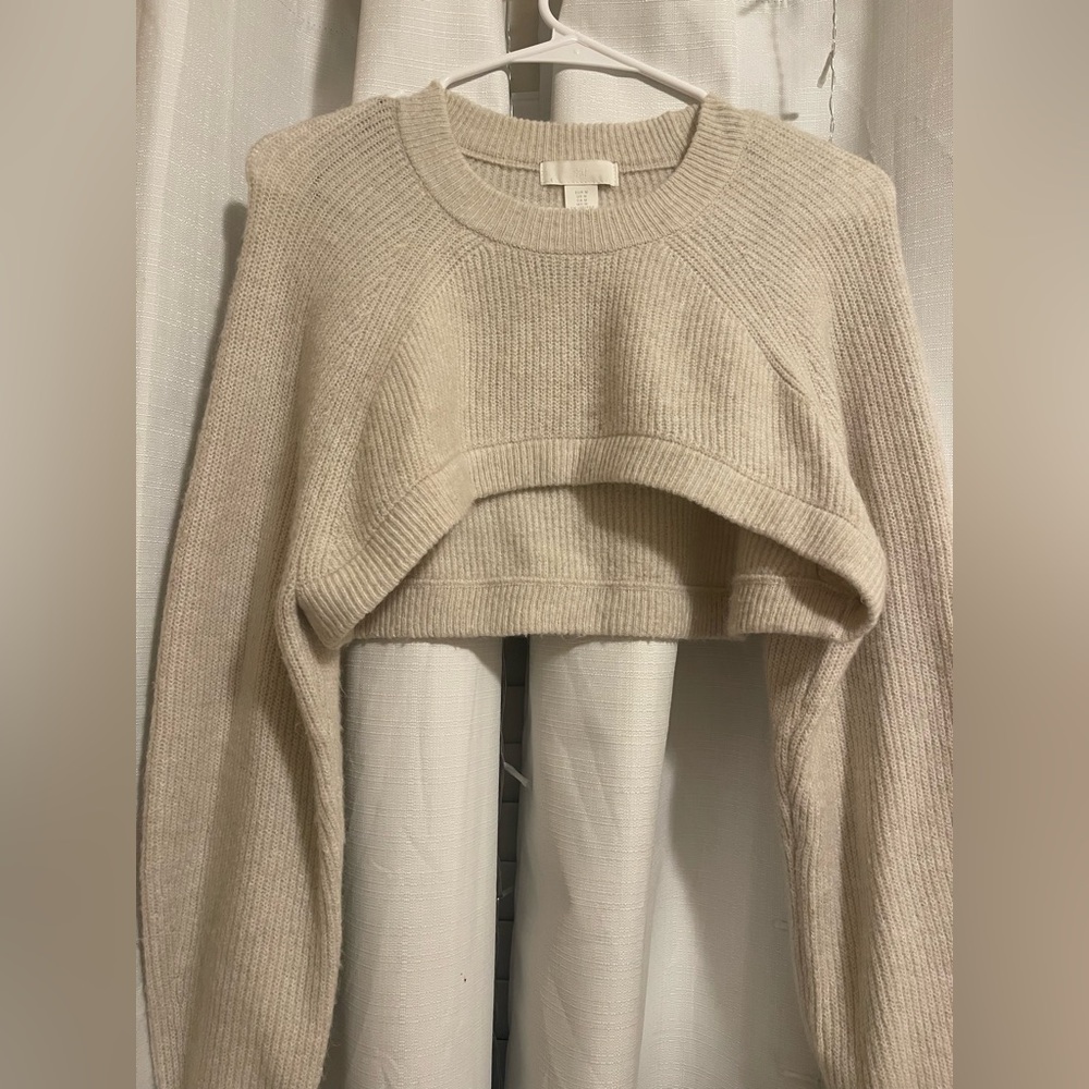 H&M Women's Ultra Cropped Cream Sweater
